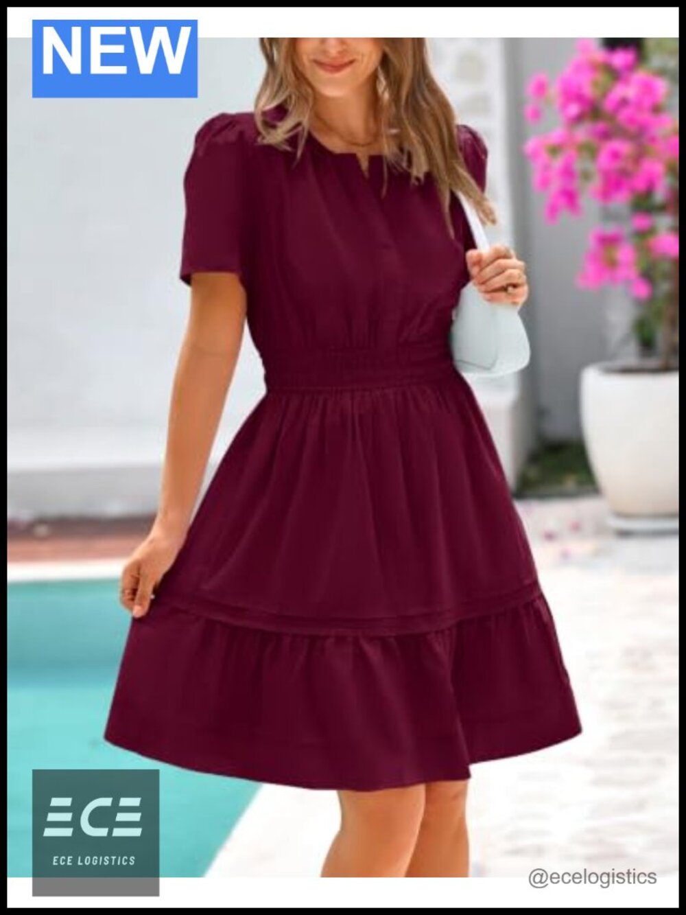 Women's Casual Mini Dress Short Sleeve V Neck A Line Ruched Summer - Picture 4 of 6